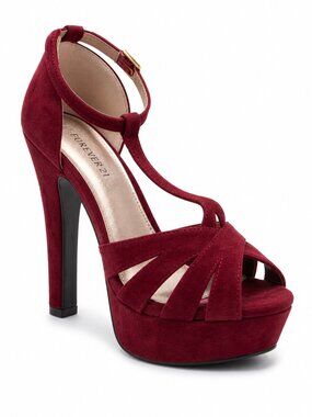 Forever 21 Platform Heels T-Strap Faux Suede Block Heel Sandals Women’s